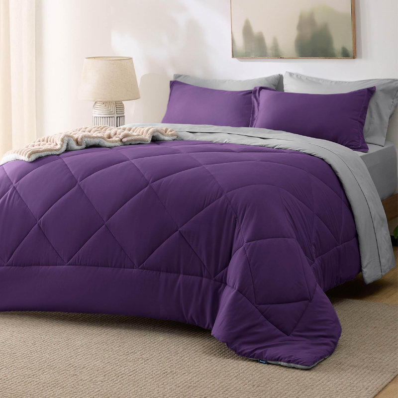 Best Seller Bedsure Comforter Set Reversible Bedding for All Seasons-89GSM, Purple