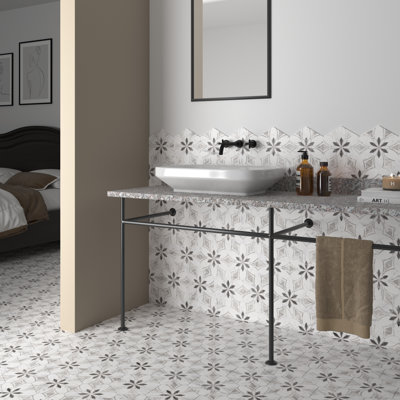 Merola Tile Classico Bardiglio Hex 7" x 8" Porcelain Patterned Wall & Floor Tile