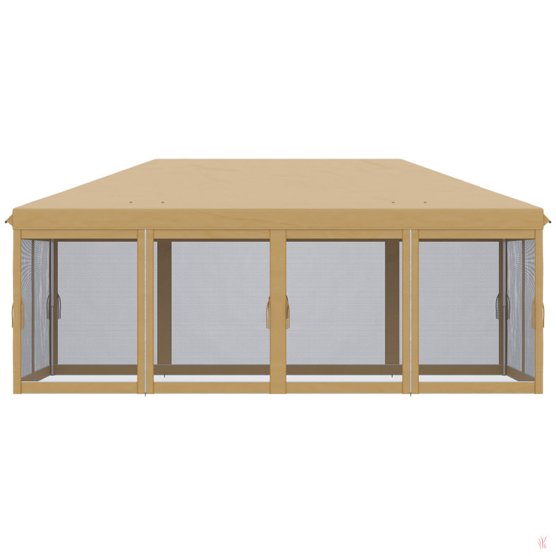 Grande tente à auvent escamotable avec filet Outsunny 10 pi x 20 pi pour abri de soleil instantané robuste pour les fêtes avec sac de transport pour l'extérieur, le jardin et le patio