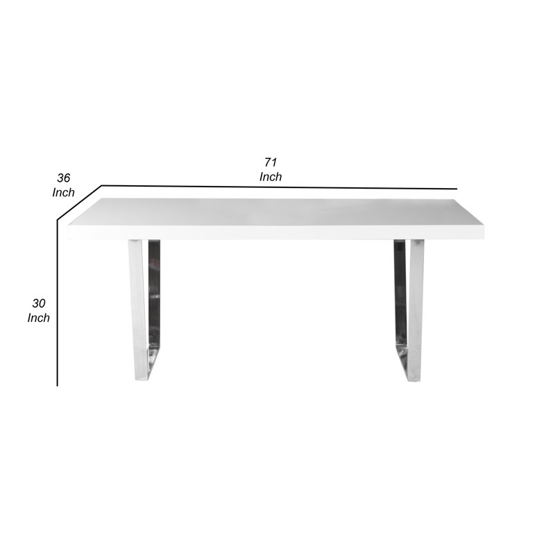 Metal Base Dining Table, White