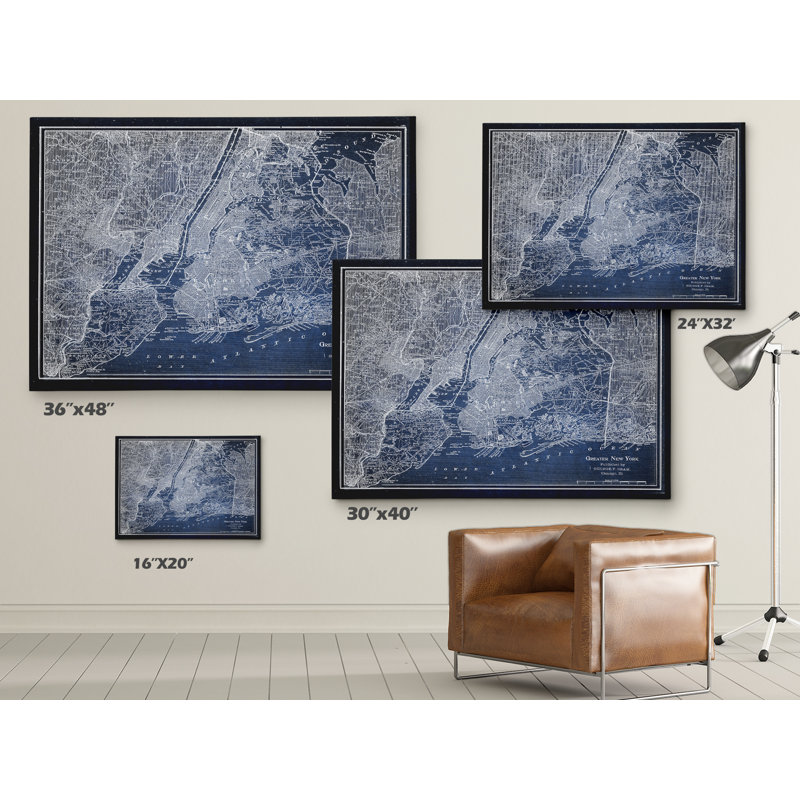 «NYC Sketch Map», reproduction d'impression sur toile tendue, H 24 po x l 32 po x P 1,5 po