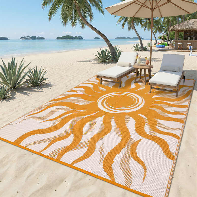 Tapis d'extérieur imperméable pour l'extérieur, Rectangle de 5 pi x 8 pi, Blanc