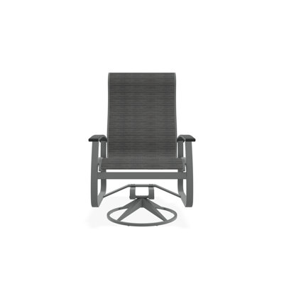 Belle Isle Sling Aluminum Frame Dining Supreme Swivel Rocker with Marine Grade Polymer Arm Accent