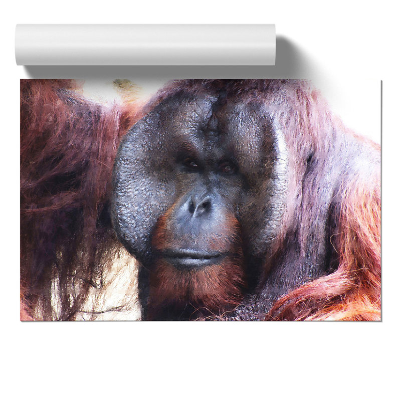 Orangutan Monkey Painting - Frameless Print, 21cm H x 30cm W x 0.1cm D