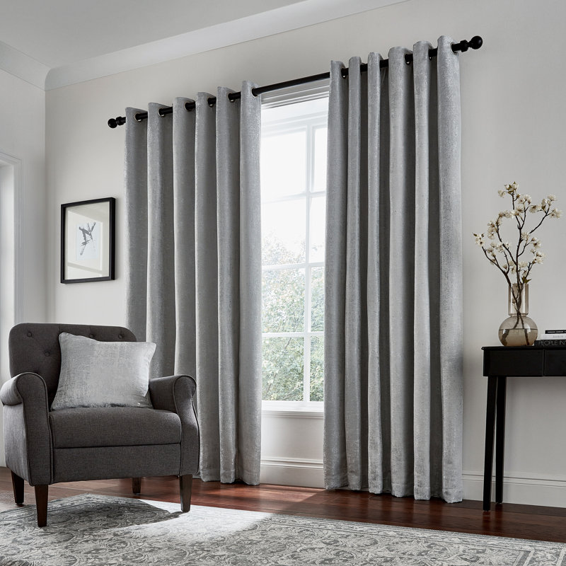 Roma Eyelet Room Darkening Curtains, 167cm Width x 228cm Drop, Silver