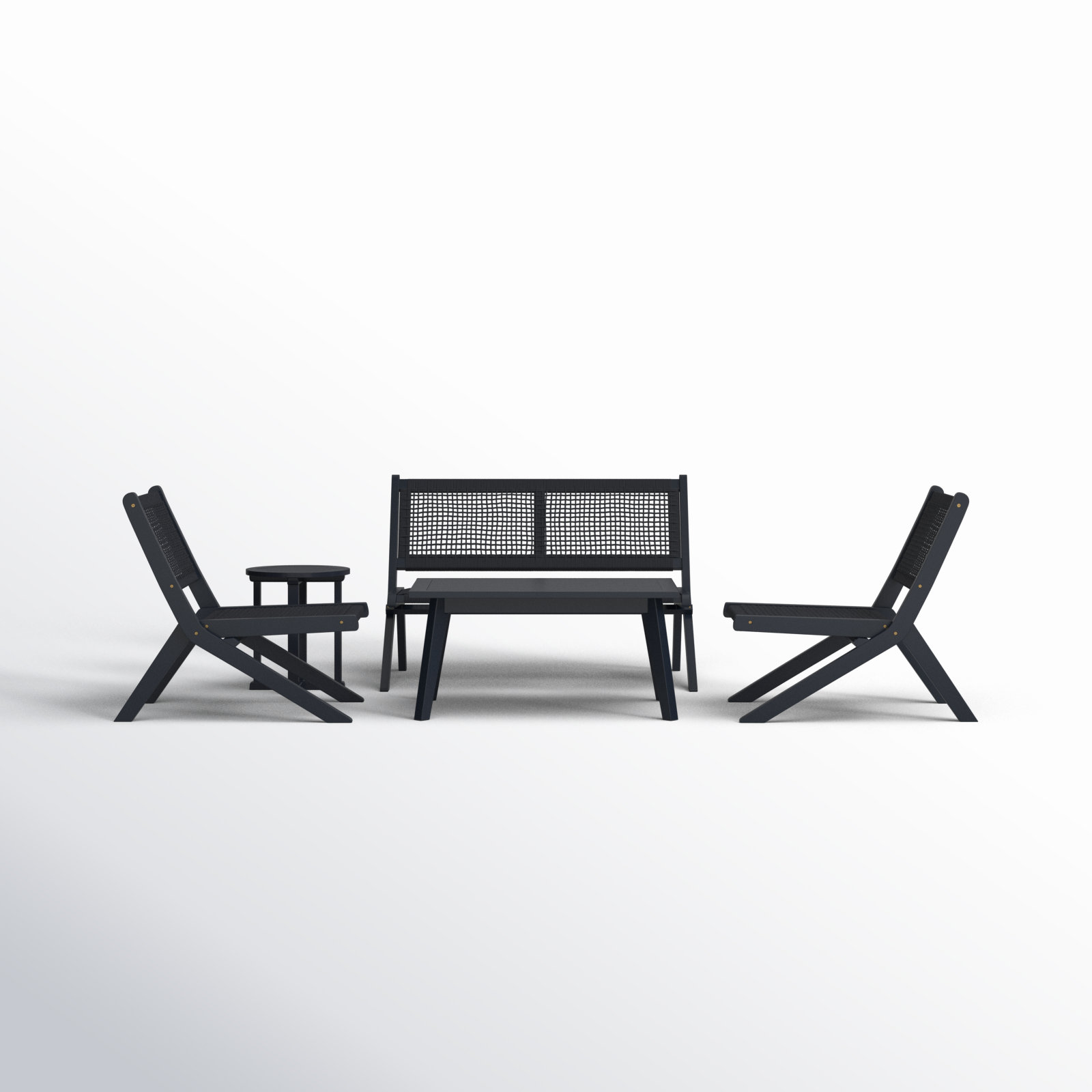 Kismet 4-Person Acacia Patio Seating Group, Black
