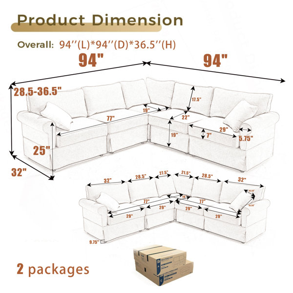 Latitude Run® Modular Sectional Sofa Set,Convertible L Shaped Couch ,5 ...