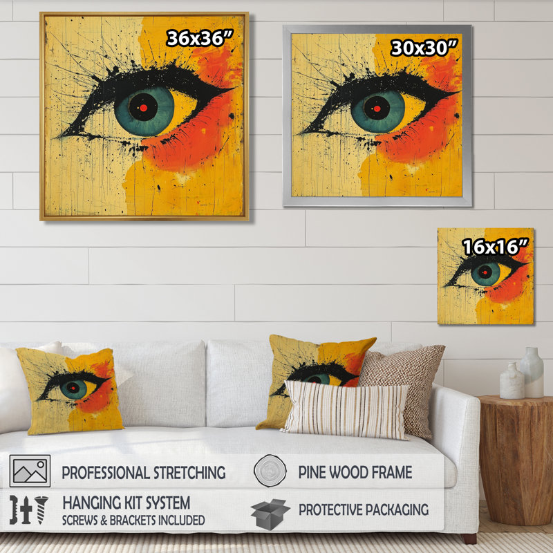 Pop Art Eye Of Love Heart II - art mural Pop Art pour le salon, H 16 po x l 16 po, Toile tendue, Ne s’applique pas