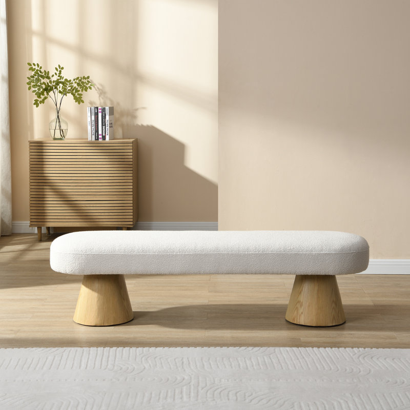 Banc de salle à manger moderne Tommy, H 18 po x l 64 po x P 16,75 po, Beige, Naturel