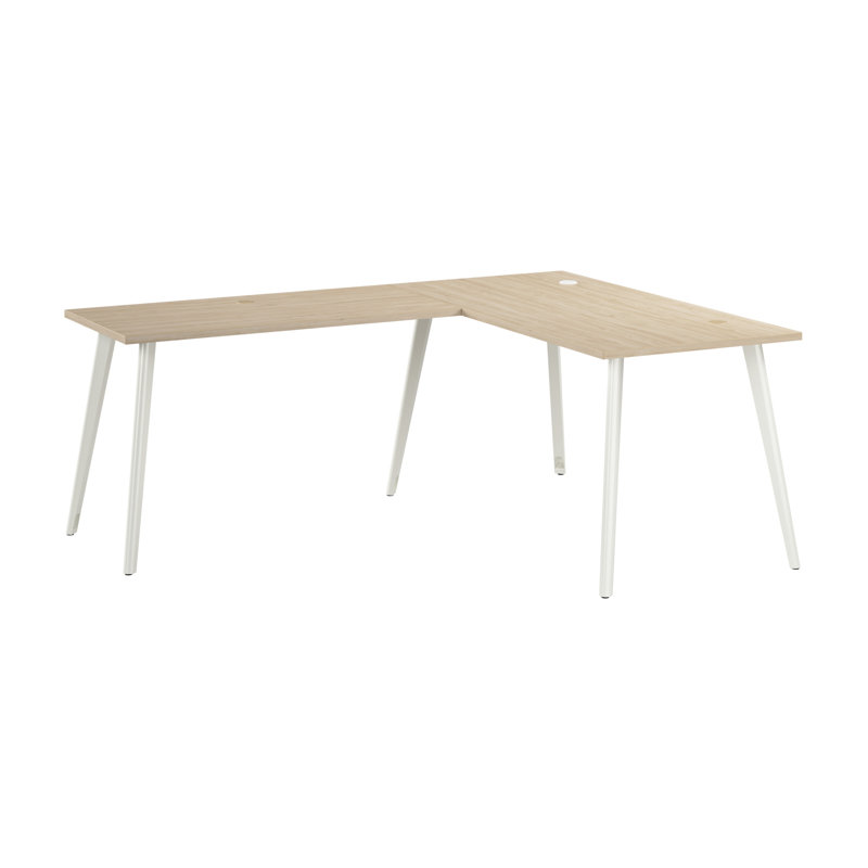 Bush Business Furniture Vista L Shaped Desk With Splayed Metal Legs - Reversible, 30" H x 60" W x 77" D, Natural