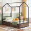 Single Size House Bed Heavy-Duty Metal Platform Bed with 2 Drawers-1962045275