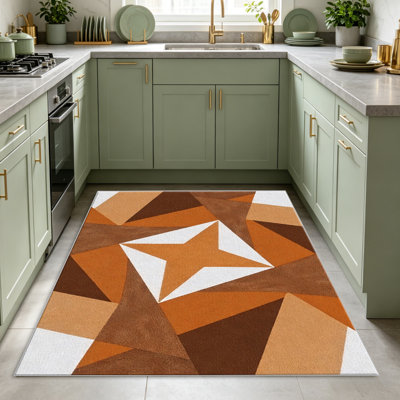 Tapis orange Star pour le salon, doux et confortable, convient à toutes les saisons, facile à entretenir, tapis de sol intérieur lavable à la machine, sous la table de ferme convenant à la chambre à coucher, à la salle à manger, au bureau, au balcon, au patio