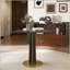 Table de négocier moderne carrée en pierre frittée de 85 cm avec base dorée-132906626-132906629