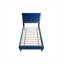 Lit simple en velours bleu riche riche avec tête de lit réglable, pieds de soutien centraux, aucun sommier requis