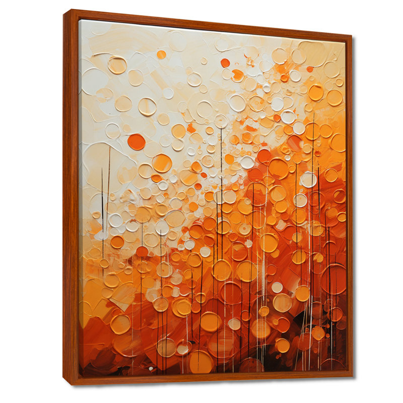 «Tangerine Tango IV», art abstrait sur toile, H 20 po x l 12 po x P 1 po, Cadre flottant brun