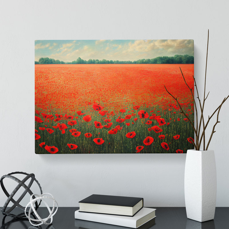 Striking Poppy Field Flowers - Wrapped Canvas