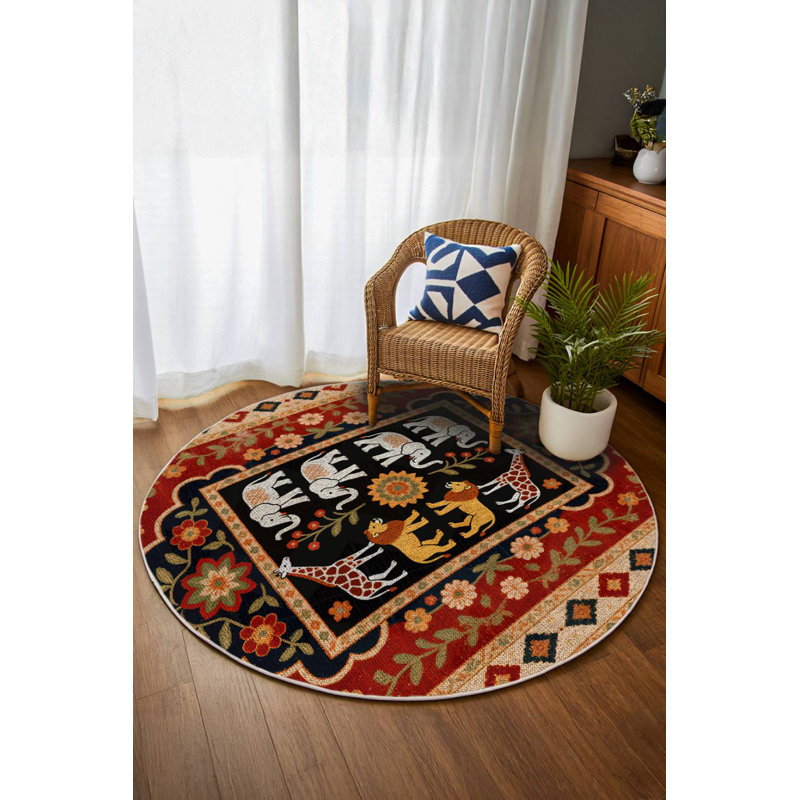 Trayas Collection Digital Print Cotton-Polyester Animal Print Colorful Rug, Runner 2'8" x 9'11"