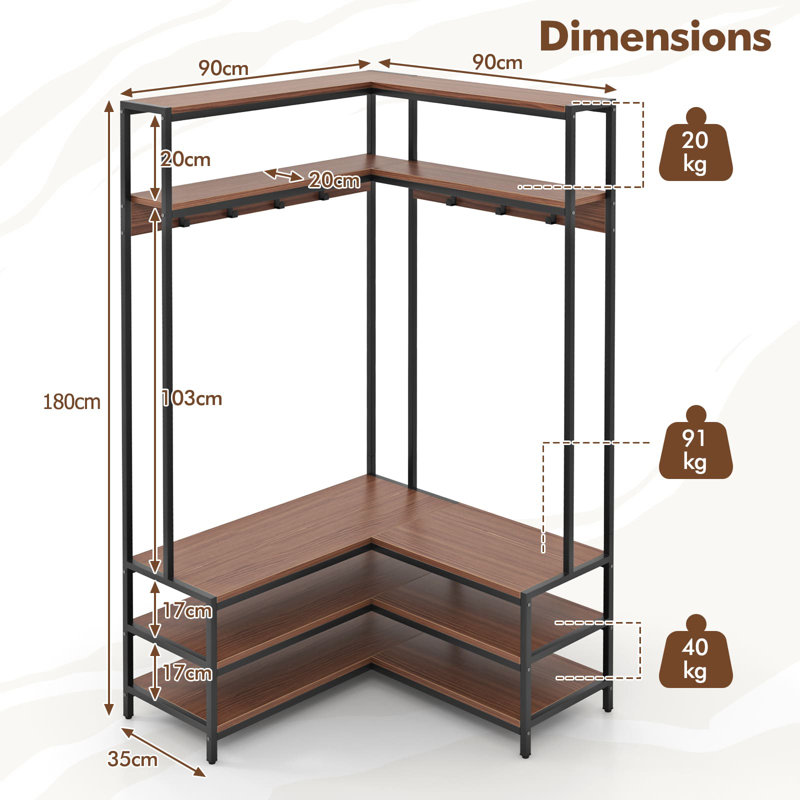 90cm Clothing Rack, Brown/Black