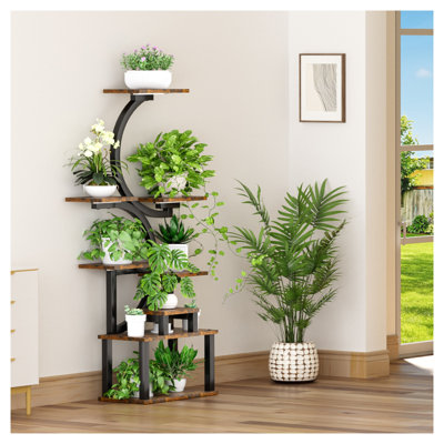 Support pour plante d'intérieur à 8 niveaux avec 5 lumières de culture, 10 niveaux de gradation continue, tuyau en acier épaissi durable (0,8 mm) pour le salon, le jardin