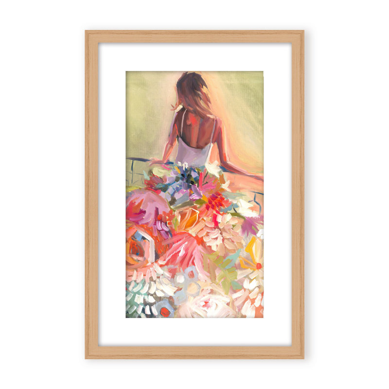 Nature Inspired Blossom Reverie: The Enigmatic Backdrop, Framed Matted Print, 48" H x 36" W x 1.125" D, White