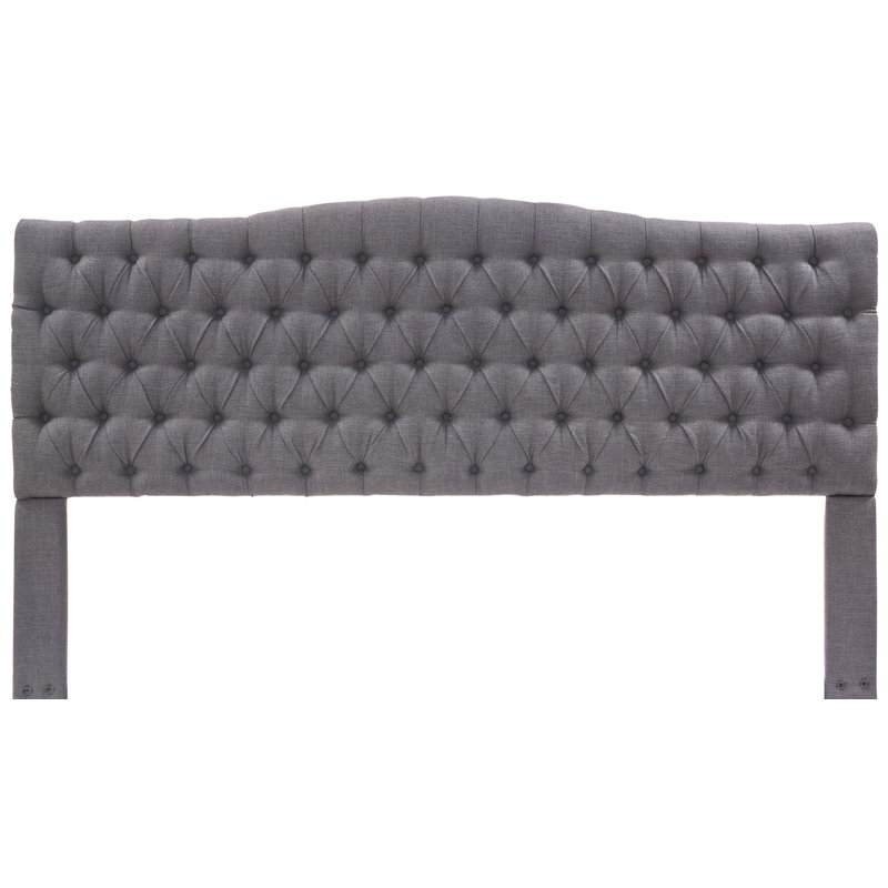 King Dark Gray Tufted Upholstered Wood Headboard