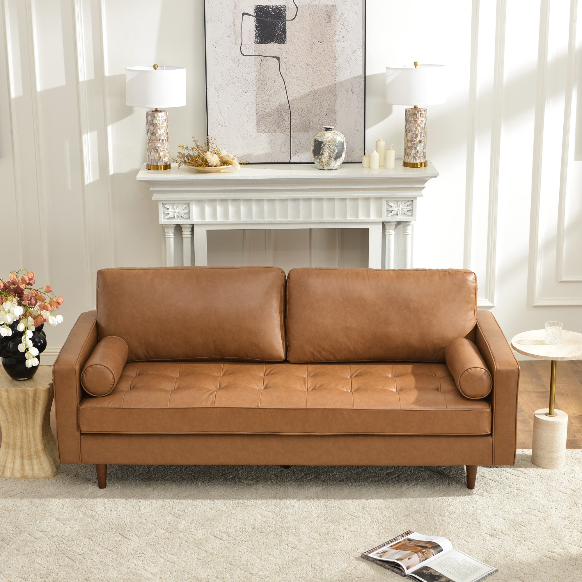 Geo 84" Vegan Leather Sofa