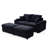 Corduroy Fabric Loveseat with Ottomans and Two Pillows-281212848