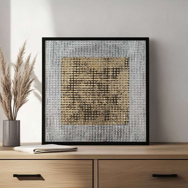 «Microgrid I» par Michael Willett, reproduction d'art, Impression sur cadre ouvert sans papier mat, Érable, H 12 po x l 12 po