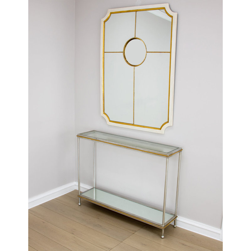 Tulip Flat Wall Mirror, White/Gold Leaf