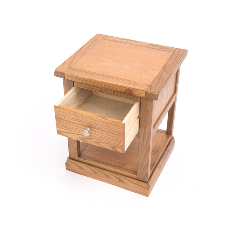 Robillard 45 cm W Bedside Table, Brown/Silver