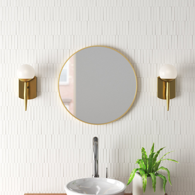 Rouillard Metal Round Mirror, 20" x 20", Gold
