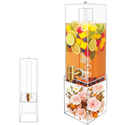 Distributeur de boissons pour fêtes, distributeur de boissons avec valve hermétique, grand distributeur de boissons, distributeur d'eau avec support en acrylique (transparent)