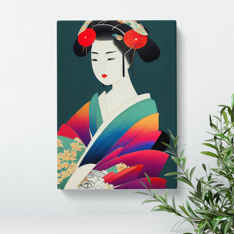 Vintage Geisha No.2 - Wrapped Canvas, 60cm H x 40cm W x 3cm D
