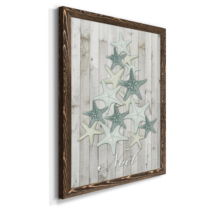 Coastal Christmas IV - Toile encadrée de qualité supérieure - prête à être accrochée, Cadre noyer