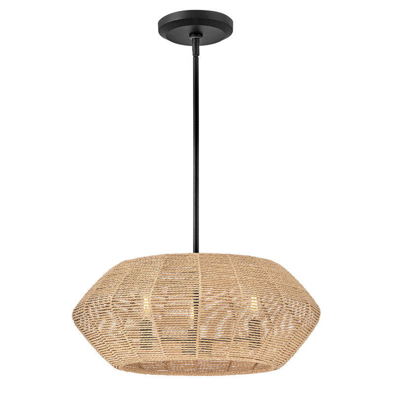 Ariza 3-Light Chandelier, Black, Camel