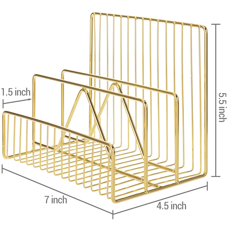 Koemi Metal 3-Slot Desktop Mail File Organiser, Brass