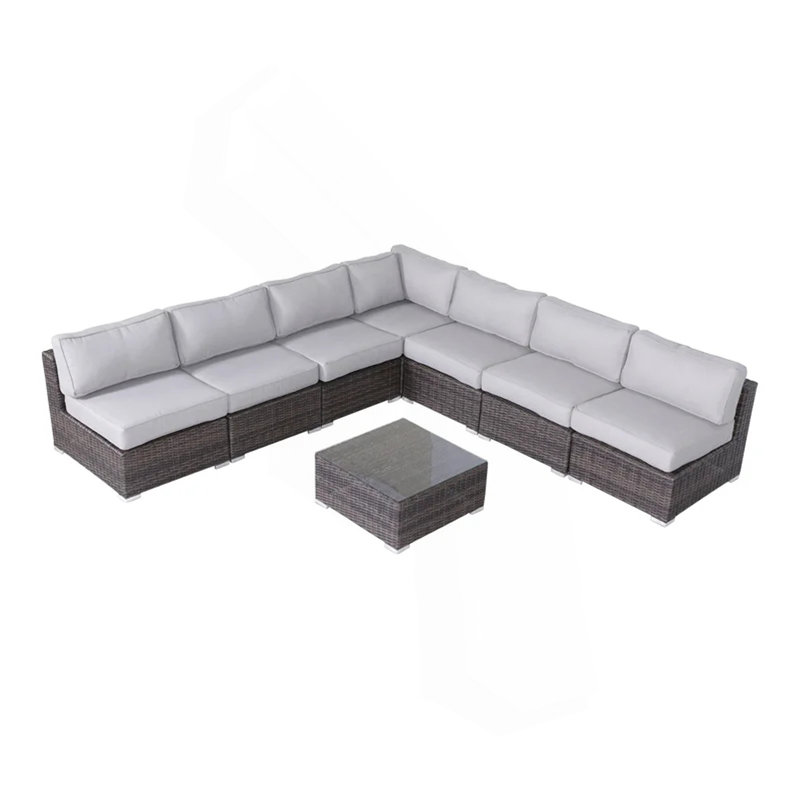 Ensemble de sièges en osier avec coussins entièrement assemblés, 6
