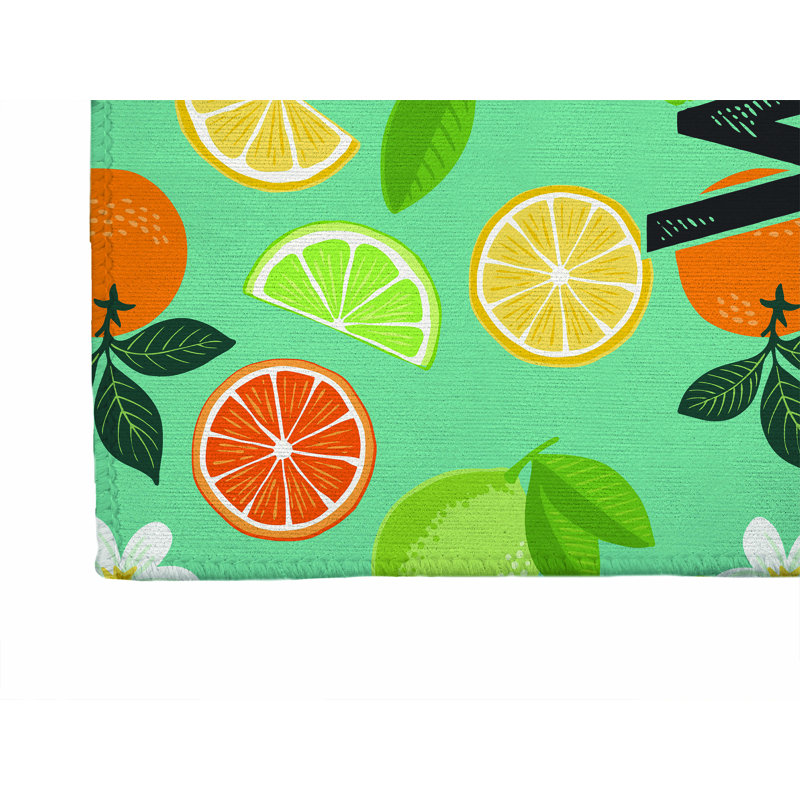 Paillasson Sunny Citrus Welcome, Sarcelle, L 24 po x L 36 po