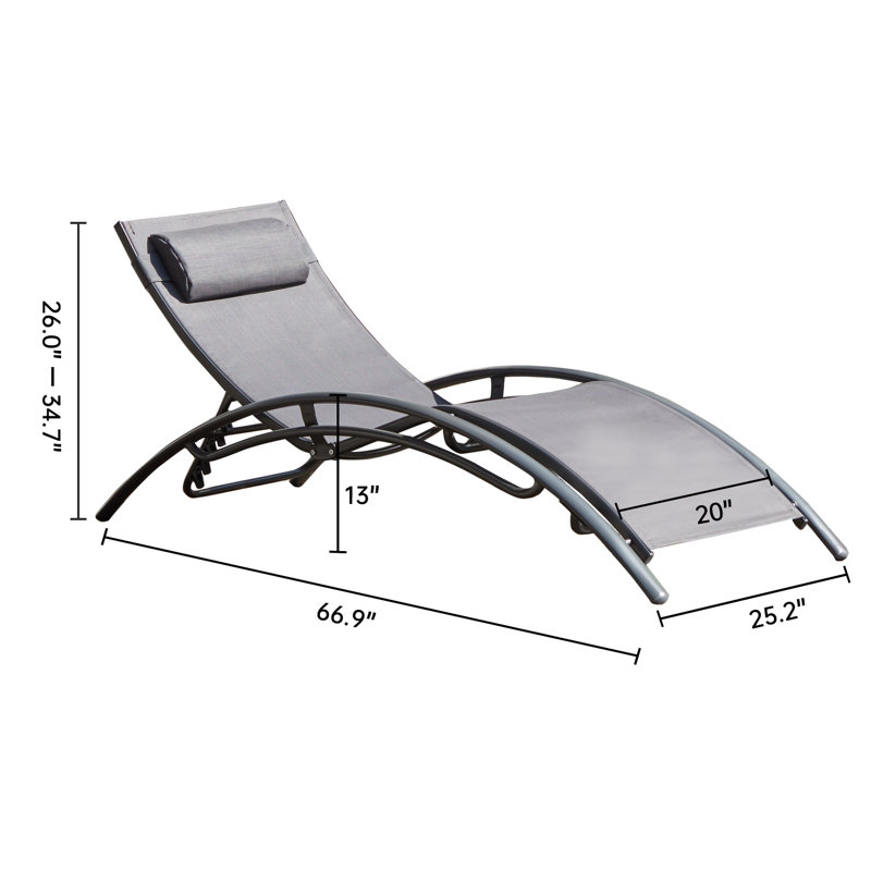 Chaise longue inclinable 66,9 po Tarazon, Gris clair