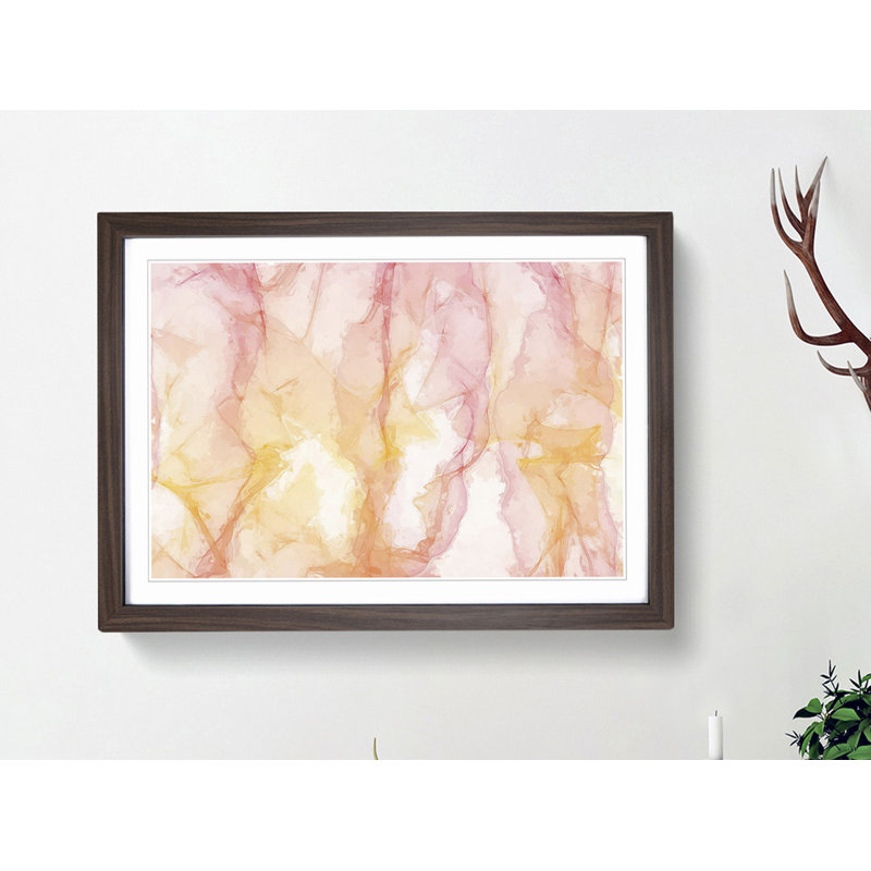 Vibes of Fire in Abstract - Picture Frame Painting Print, 35cm H x 50cm W x 2cm D, Walnut