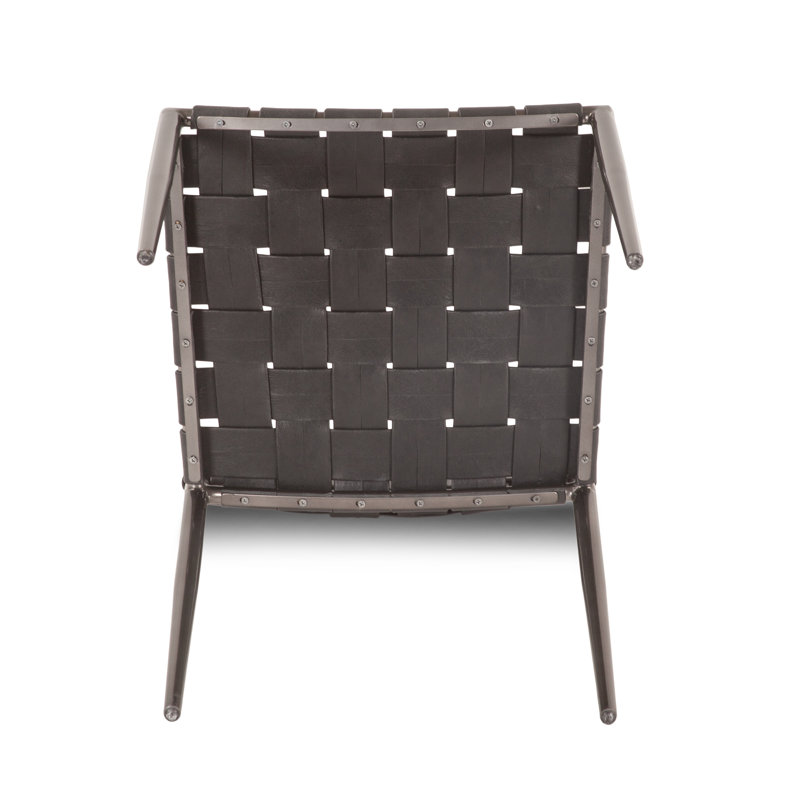 Genuine Leather Parsons Chair Dining Chair, Black