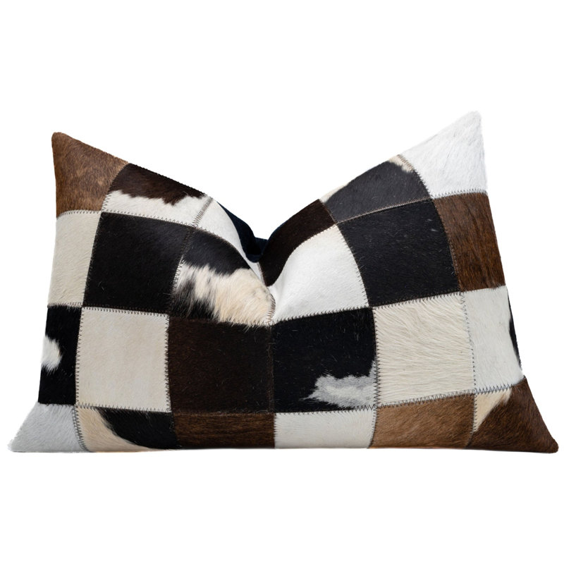 Coussins décoratifs en cuir de vache Canvello, H 16 po x l 24 po, Rectangulaire