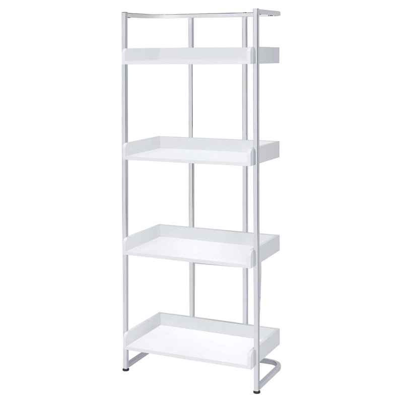 Bibliothèque à 4 tablettes blanc brillant