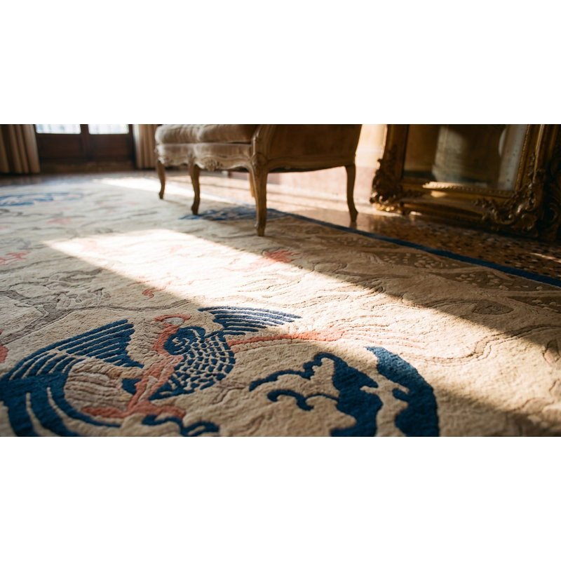 Antique Chinese - Peking Ivory 1880s  Wool Rug