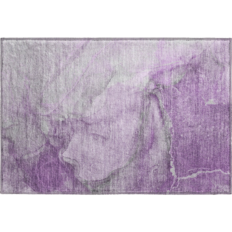 Premium Machine Washable Cerrito AMF524 Lilac Rug, Rectangle 1'8" x 2'6"