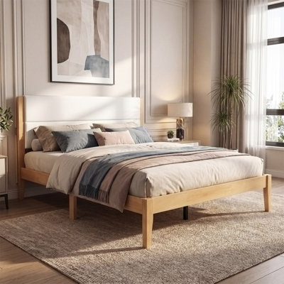 Platform Bed Frame with Upholstered Headboard