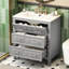 Meuble-lavabo de 30 po, lavabo en céramique, structure en bois massif, 3 tiroirs, charnières réglables à fermeture en douceur de haute qualité, meuble-lavabo rétro gris avec solution de rangement polyvalente