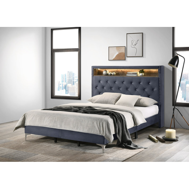 Javan Bed, Dark Grey, Super King (6')