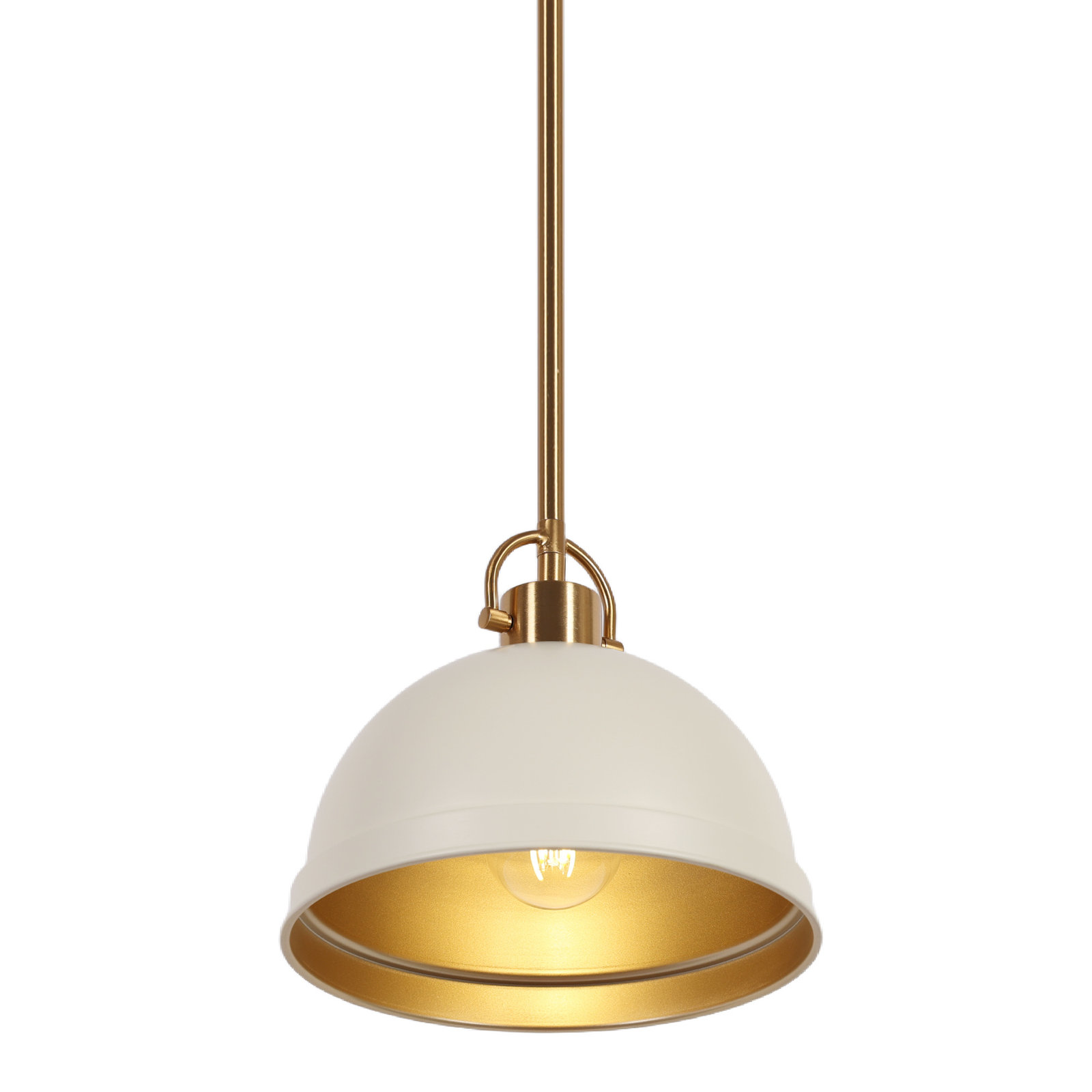 1- light Dimmable 9.1'' W Cone Single Pendant Light, White