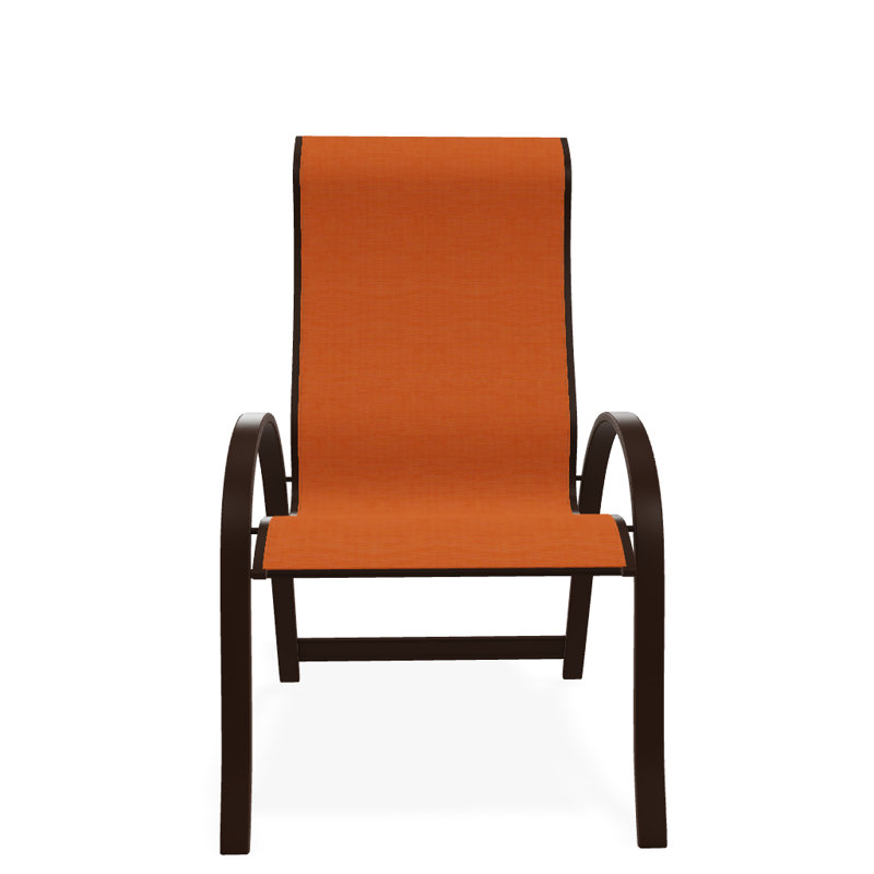 Aruba 1 Outdoor Dining Armchair, Canvas Tangerine Sunbrella® Canvas, Textured Kona